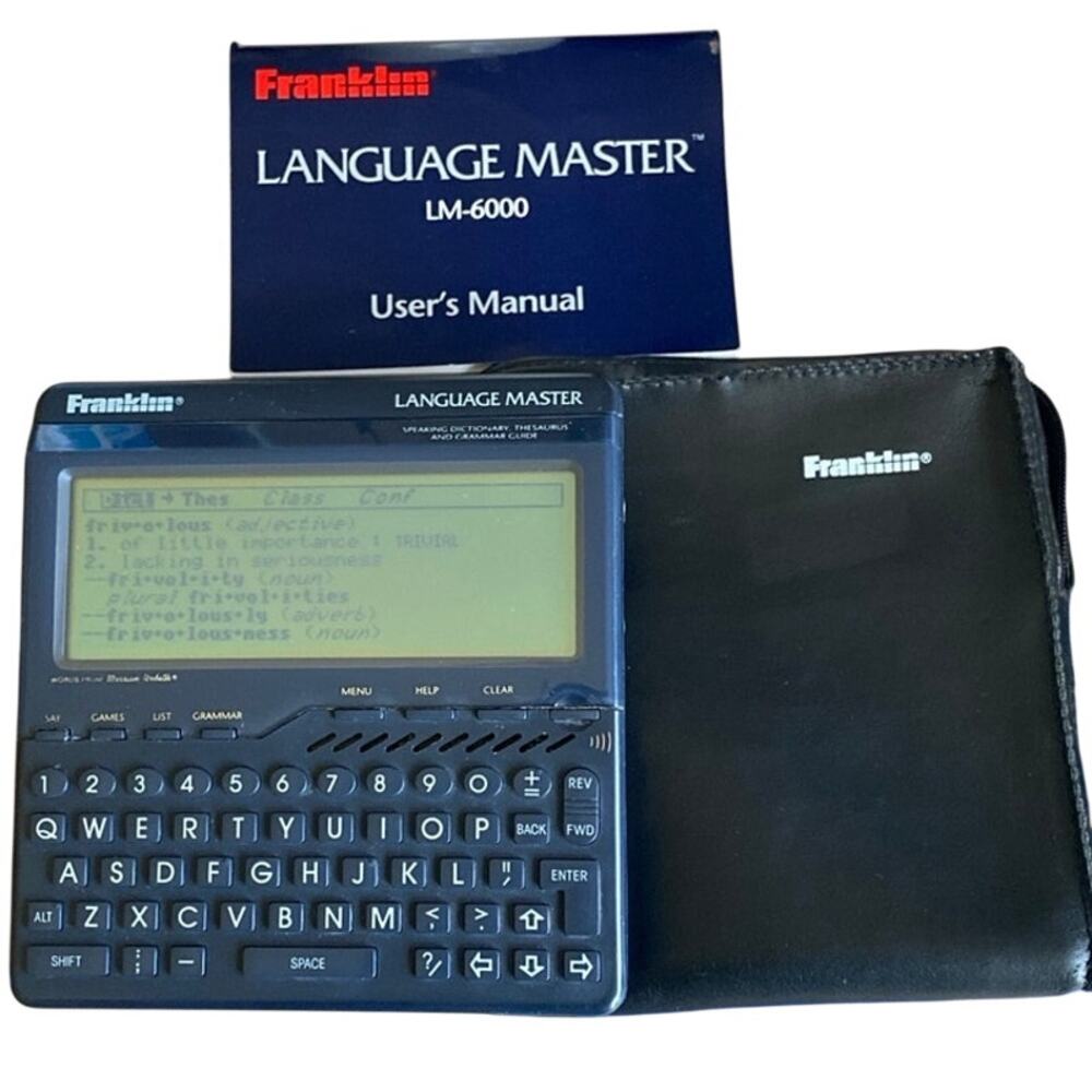 Franklin Language Master Speaking Dictionary LM-6000 Tested Working w/ Zip Case